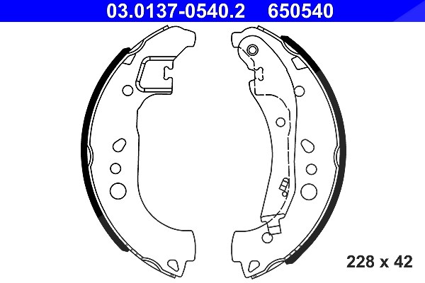 Ate Bremsbackensatz [Hersteller-Nr. 03.0137-0540.2] für Skoda, Seat, Audi, VW