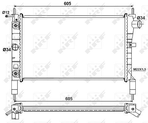 Nrf Kühler, Motorkühlung [Hersteller-Nr. 53036] für Vauxhall, Opel