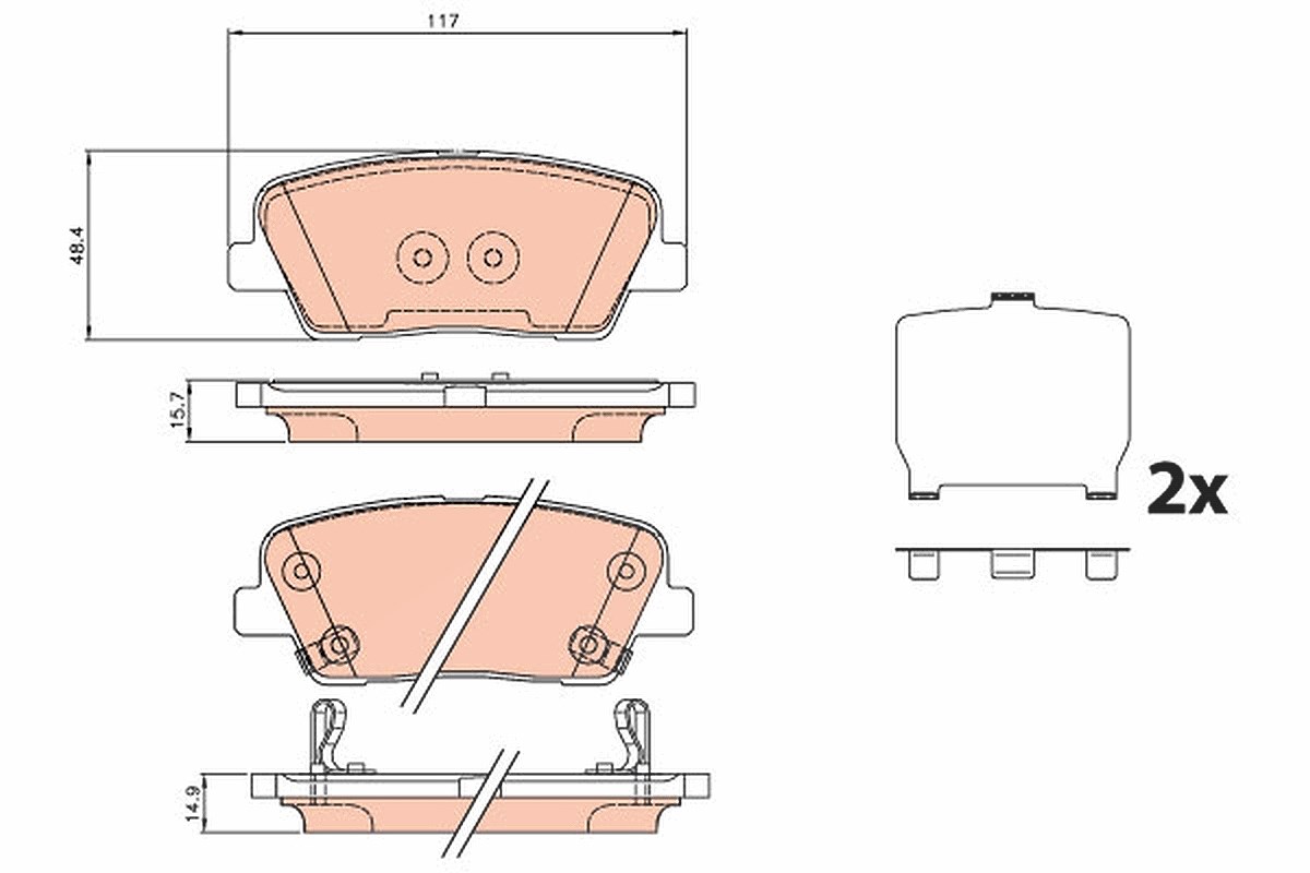 Trw Bremsbeläge hinten (Satz) [Hersteller-Nr. GDB3624] für Jeep, Hyundai, Fiat