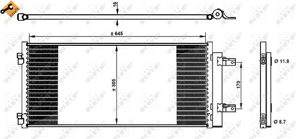 Nrf Kondensator, Klimaanlage [Hersteller-Nr. 350338] für Opel, Vauxhall