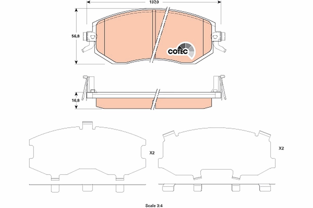 Trw Bremsbelagsatz, Scheibenbremse [Hersteller-Nr. GDB3519] für Subaru, Toyota