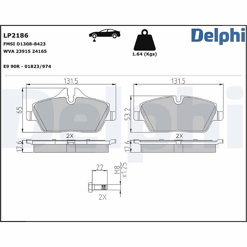 Delphi Bremsbelagsatz, Scheibenbremse [Hersteller-Nr. LP2186] für BMW, Mini