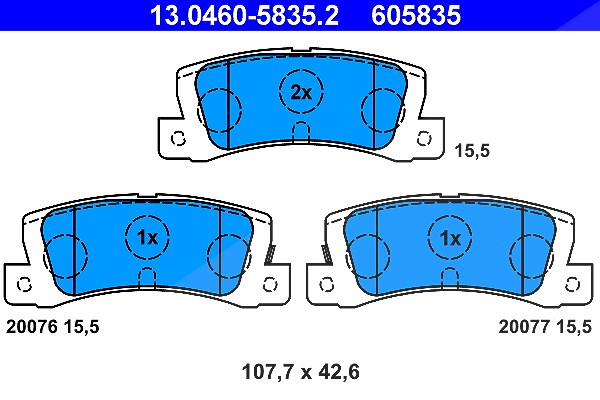 Ate Bremsbelagsatz, Scheibenbremse [Hersteller-Nr. 13.0460-5835.2] für Toyota, Lexus