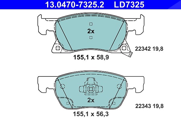 Ate CERAMIC Bremsbelagsatz vorne [Hersteller-Nr. 13.0470-7325.2] für Opel, Vauxhall