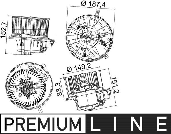 Mahle Innenraumgebläse [Hersteller-Nr. AB149000P] für Skoda, Seat, Audi, VW