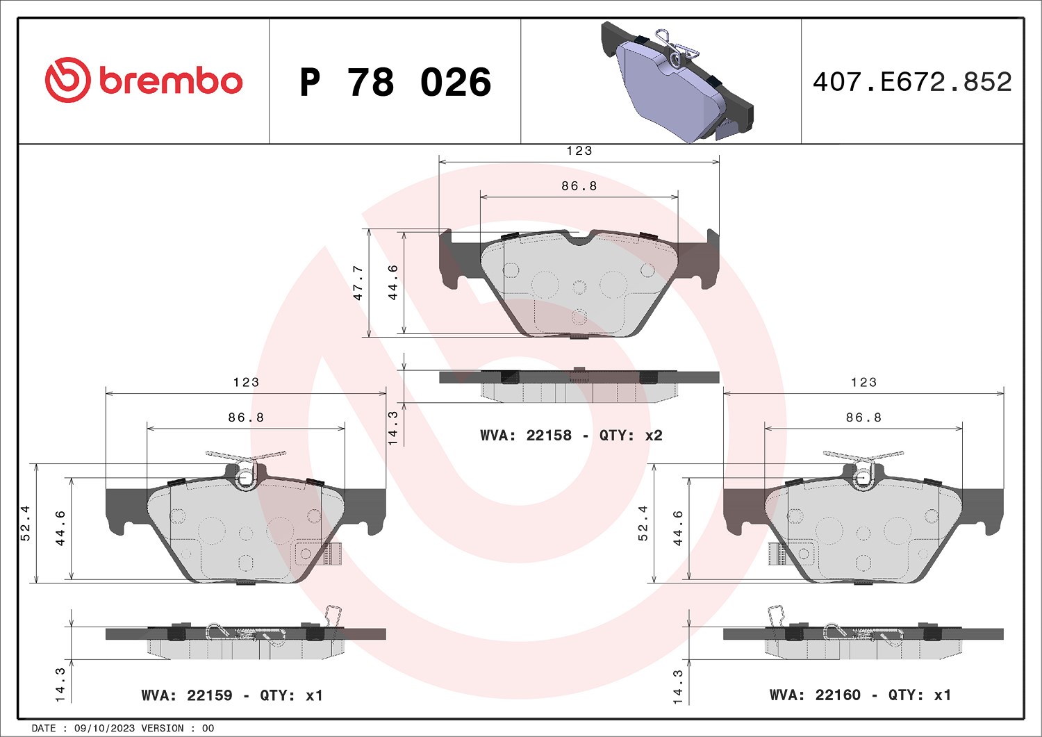 Brembo Bremsbelagsatz, Scheibenbremse [Hersteller-Nr. P78026] für Subaru