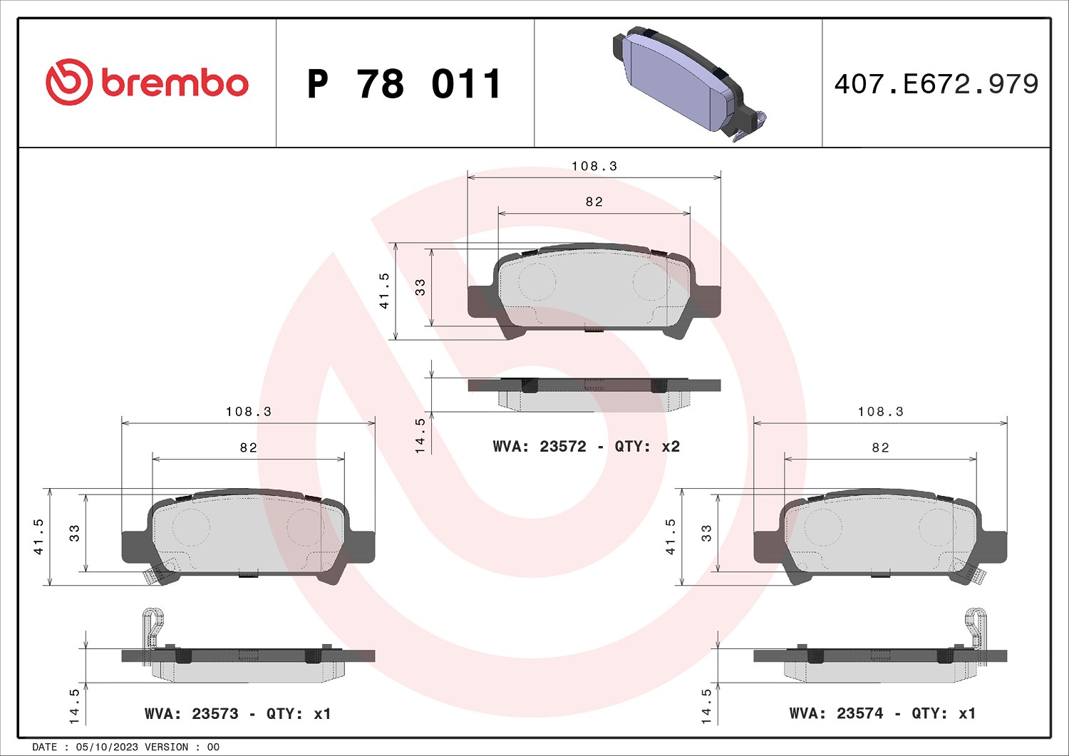 Brembo Bremsbelagsatz, Scheibenbremse [Hersteller-Nr. P78011] für Subaru