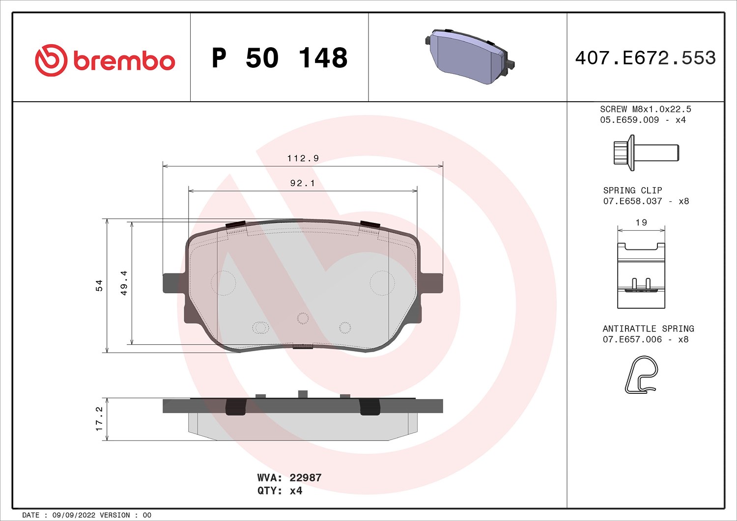 Für BREMBO KLOCKI SZCZEKI CYLINDERKI P 50 148 BRAKE PADS REAR - Bild 10