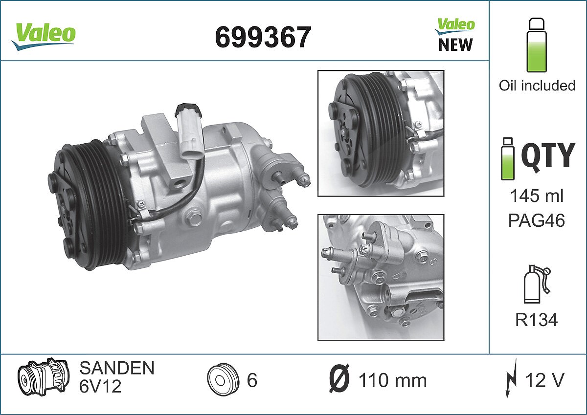 Valeo Kompressor, Klimaanlage [Hersteller-Nr. 699367] für Opel, Subaru, Suzuki, Vauxhall