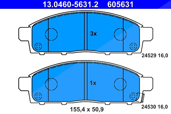 Ate Bremsbelagsatz, Scheibenbremse [Hersteller-Nr. 13.0460-5631.2] für Fiat, Mitsubishi