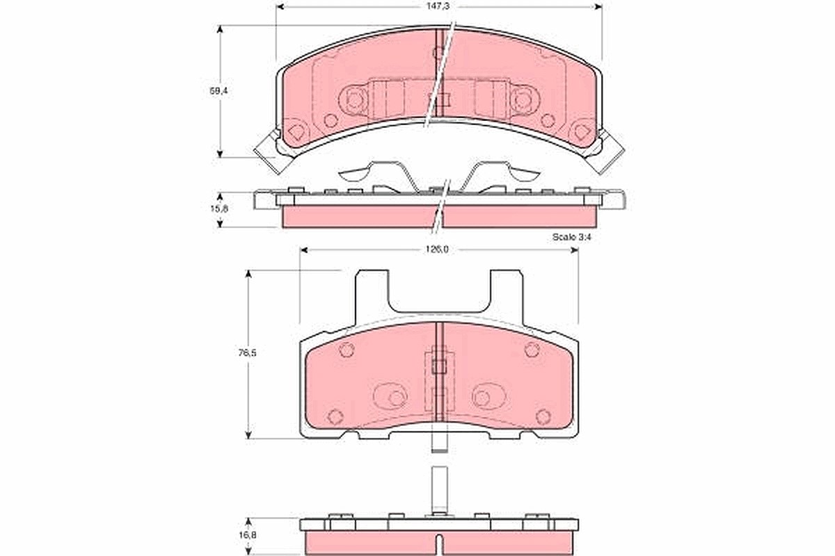 Trw Bremsbelagsatz, Scheibenbremse [Hersteller-Nr. GDB1273] für Dodge, Chevrolet, Cadillac