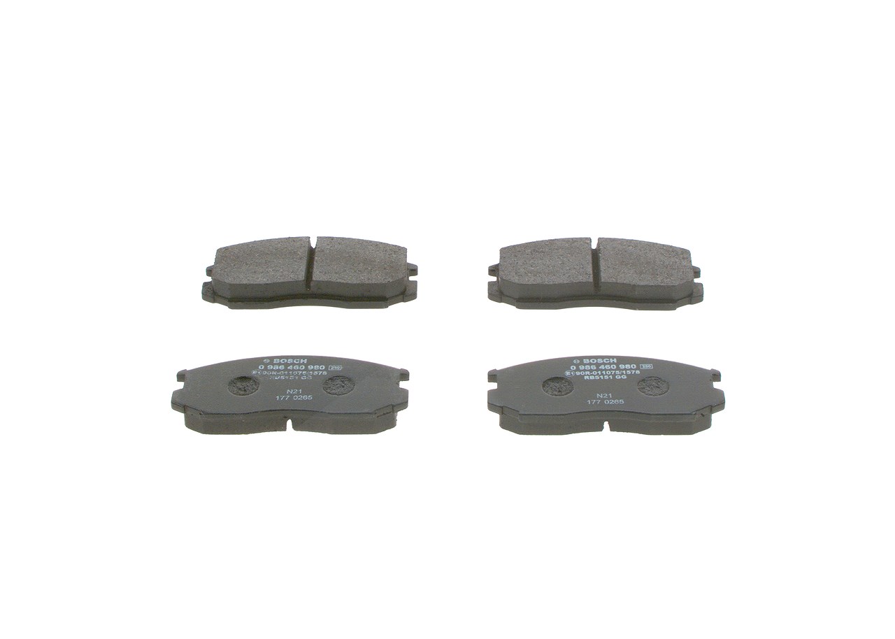 Bosch Bremsbelagsatz, Scheibenbremse [Hersteller-Nr. 0986460980] für Daihatsu, Proton, Mitsubishi