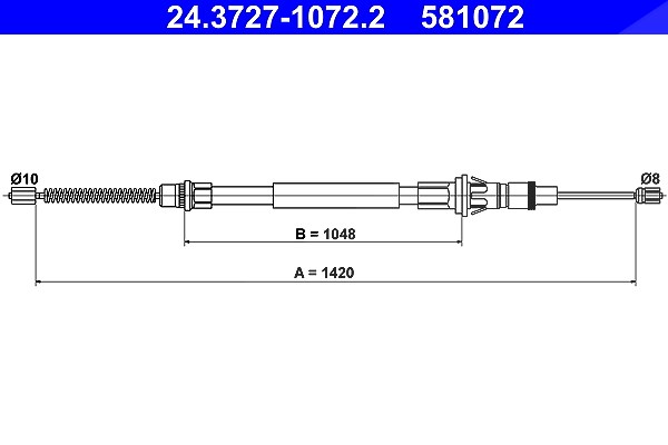 Ate Handbremsseil Hinterachse [Hersteller-Nr. 24.3727-1072.2] für Opel, Renault, Nissan, Vauxhall