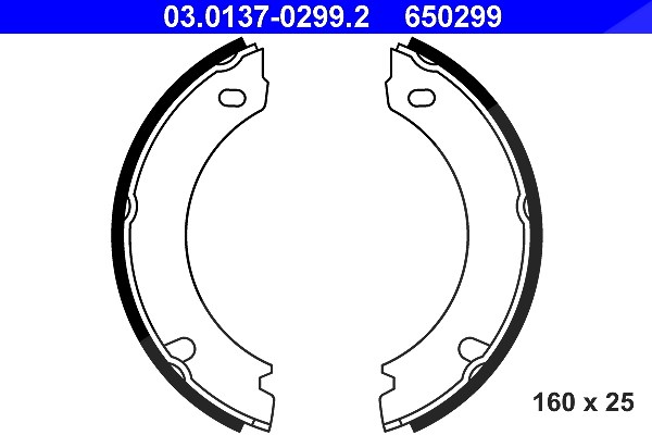 Ate Bremsbackensatz, Feststellbremse [Hersteller-Nr. 03.0137-0299.2] für Volvo