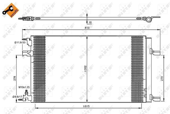 Nrf Kondensator 615x392x16 mit Trockner [Hersteller-Nr. 35919] für Vauxhall, Opel, Chevrolet