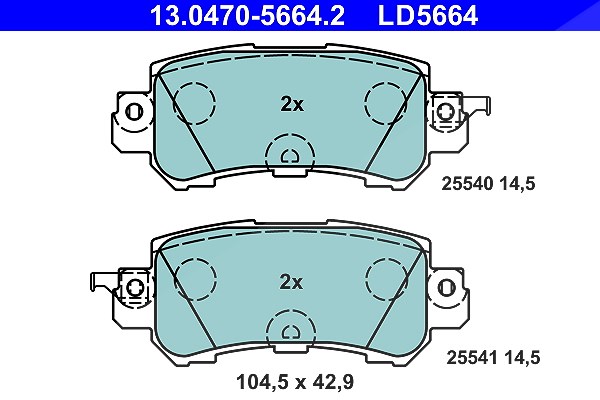 Ate CERAMIC Bremsbelagsatz hinten [Hersteller-Nr. 13.0470-5664.2] für Mazda