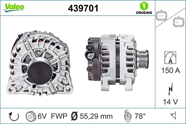Valeo Generator [Hersteller-Nr. 439701] für Fiat, Peugeot, Ds, Citroën