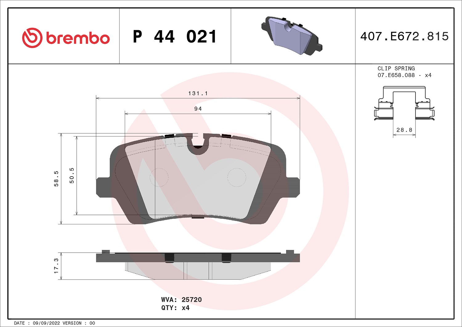 Brembo Bremsbelagsatz, Scheibenbremse [Hersteller-Nr. P44021] für Land Rover