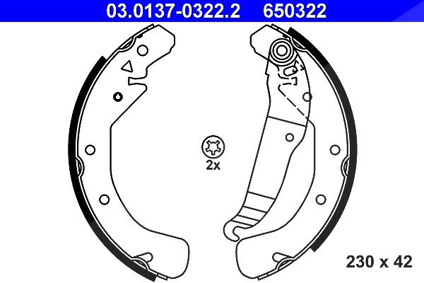 Ate Bremsbackensatz [Hersteller-Nr. 03.0137-0322.2] für Chevrolet, Vauxhall, Opel