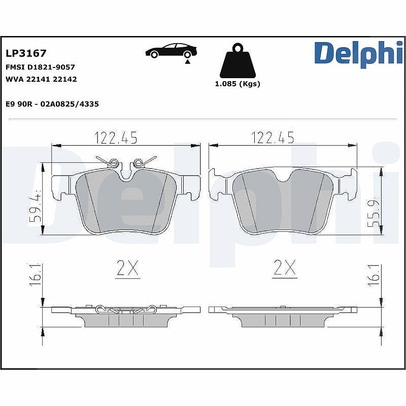 Delphi Bremsbeläge hinten (Satz) [Hersteller-Nr. LP3167] für Volvo, Jaguar, Polestar, Land Rover