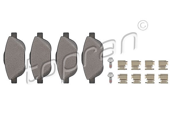 Topran Bremsbeläge vorne (Satz) [Hersteller-Nr. 723136] für Opel, Peugeot, Vauxhall, Ds, Citroën