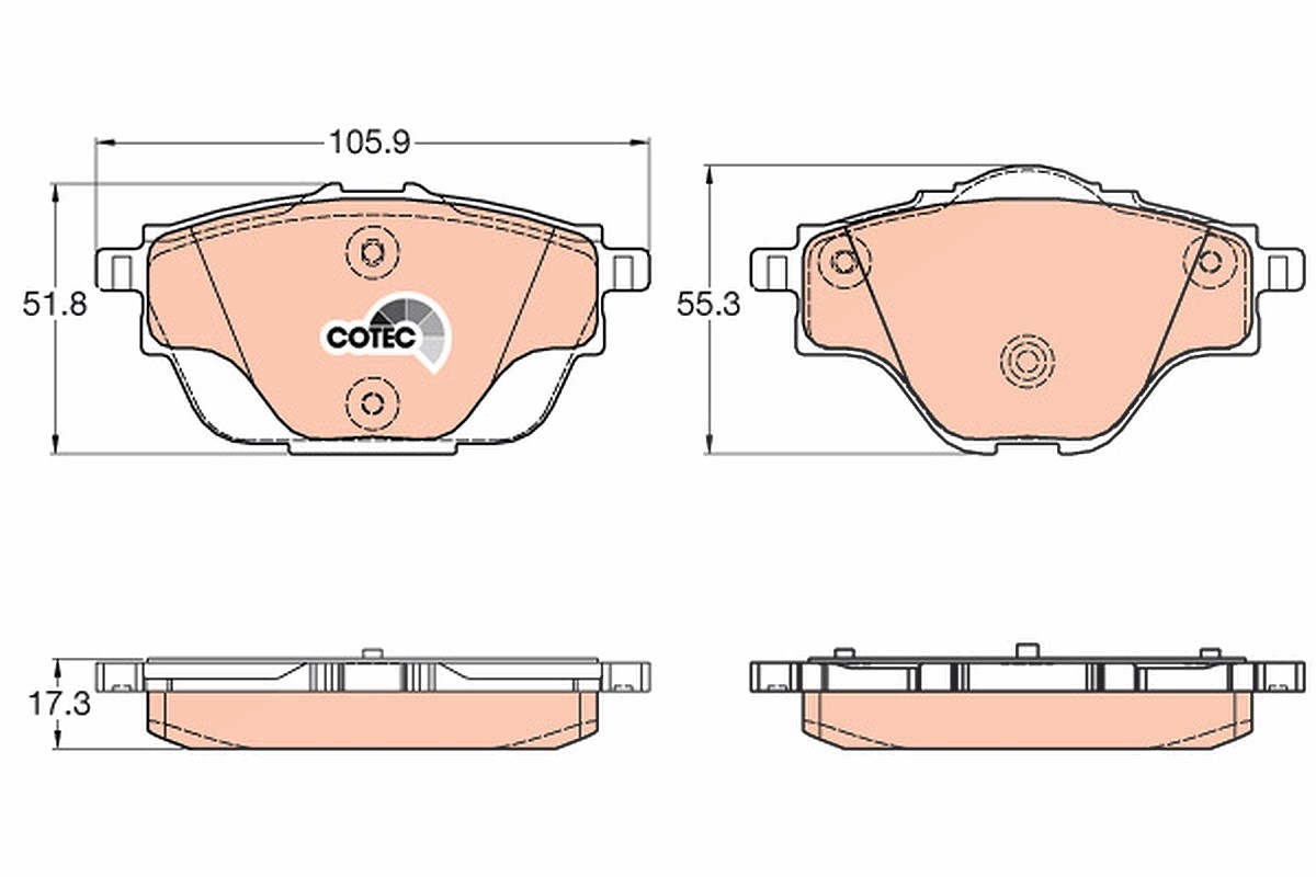 Trw Bremsbeläge hinten (Satz) [Hersteller-Nr. GDB2034] für Peugeot, Citroën, Opel, Peugeot (df-psa), Ds, Vauxhall