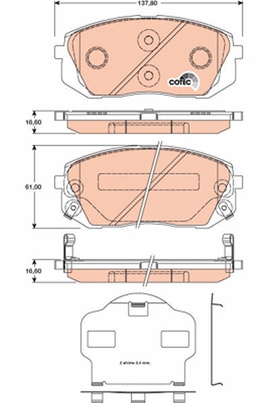 Trw Bremsbelagsatz, Scheibenbremse [Hersteller-Nr. GDB3461] für Renault, Hyundai, Kia