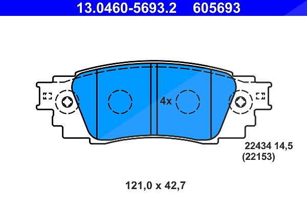 Ate Bremsbelagsatz hinten [Hersteller-Nr. 13.0460-5693.2] für Toyota, Lexus