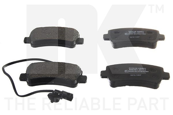 Nk Bremsbeläge mit VWK hinten (Satz) [Hersteller-Nr. 223648] für Nissan, Vauxhall, Renault, Opel