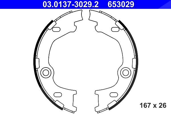 Ate Bremsbackensatz, Feststellbremse [Hersteller-Nr. 03.0137-3029.2] für Hyundai, Kia