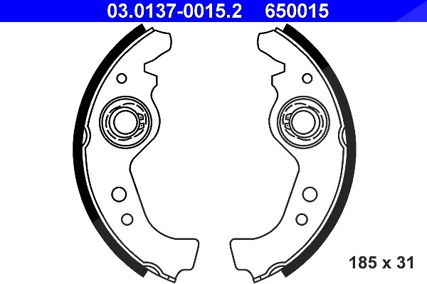 Ate Bremsbackensatz [Hersteller-Nr. 03.0137-0015.2] für Seat, Fiat, Fso, Lancia, Abarth, Autobianchi