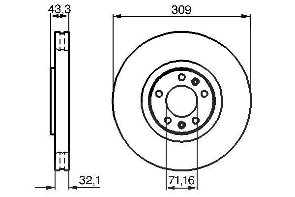 Bosch 1x Bremsscheibe [Hersteller-Nr. 0986479027] für Peugeot