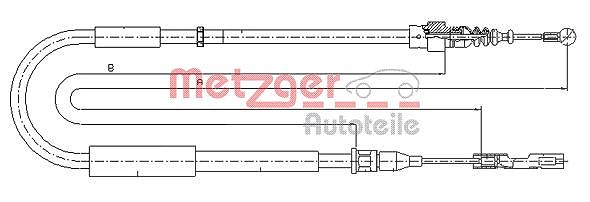 Metzger Autoteile Seilzug, Feststellbremse [Hersteller-Nr. 10.7514] für Audi