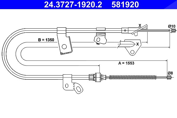 Ate Seilzug, Feststellbremse [Hersteller-Nr. 24.3727-1920.2] für Toyota