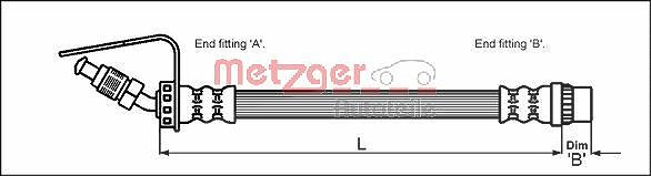 Metzger Autoteile Bremsschlauch [Hersteller-Nr. 4114761] für Opel, Renault