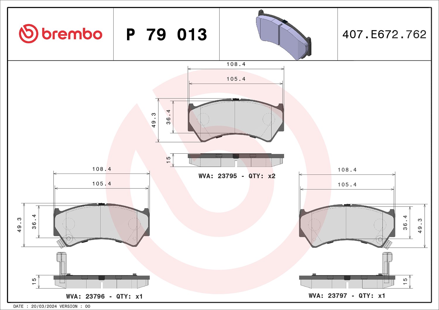Brembo Bremsbelagsatz, Scheibenbremse [Hersteller-Nr. P79013] für Suzuki