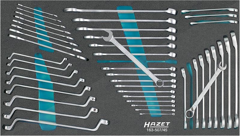 Hazet Schraubenschlüssel Satz Sechs-/Zwölfkant 6x7–21x22 - 6–24 45-tlg. [Hersteller-Nr. 163-507/45]