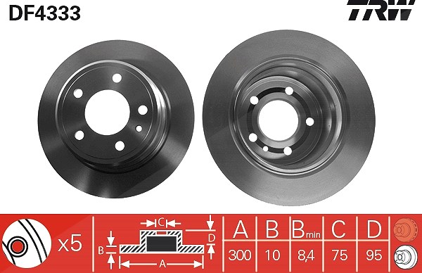 Trw 1x Bremsscheibe [Hersteller-Nr. DF4333] für BMW