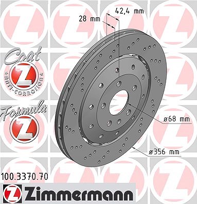 Zimmermann 1x Bremsscheibe [Hersteller-Nr. 100.3370.70] für Audi