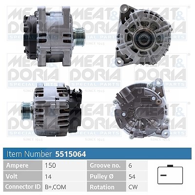Meat & Doria Generator [Hersteller-Nr. 5515064] für Peugeot, Mitsubishi, Volvo, Ds, Citroën, Fiat