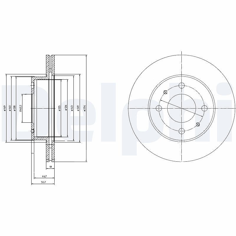Delphi Bremsscheibe [Hersteller-Nr. BG3946] für Hyundai