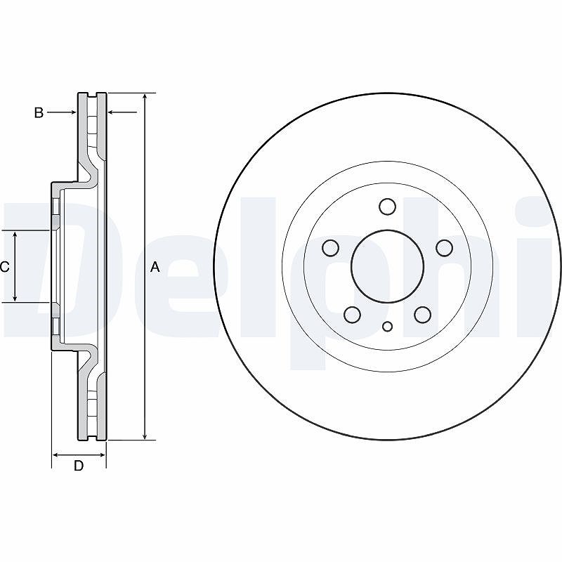 Delphi Bremsscheibe [Hersteller-Nr. BG4654C] für Fiat