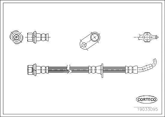 Corteco Bremsschlauch ERSTAUSRÜSTERQUALITÄT [Hersteller-Nr. 19033095] für Toyota