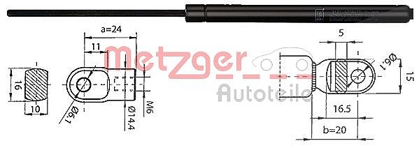 Metzger Autoteile Gasfeder, Motorhaube [Hersteller-Nr. 2110377] für Porsche