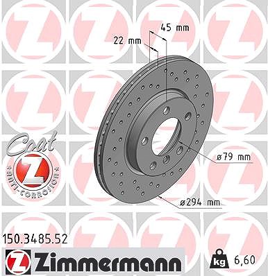 Zimmermann Bremsscheibe [Hersteller-Nr. 150.3485.52] für Mini