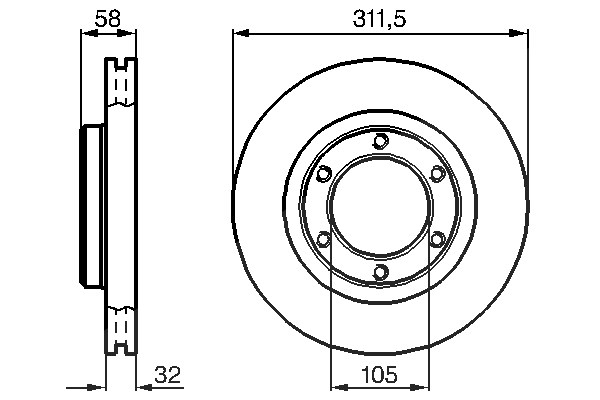 Bosch 1x Bremsscheibe [Hersteller-Nr. 0986478580] für Toyota