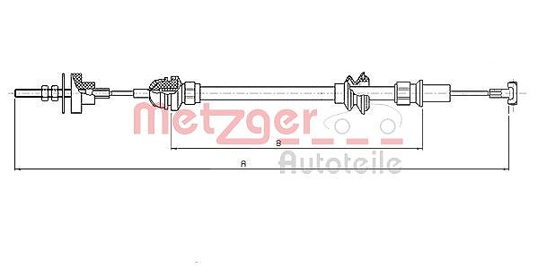 Metzger Autoteile Seilzug, Kupplungsbetätigung [Hersteller-Nr. 19.208E] für Seat, VW