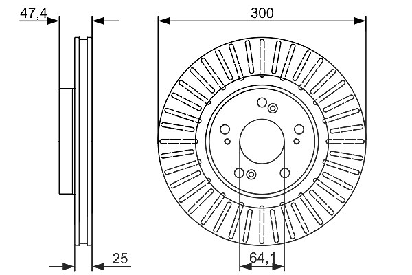 Bosch Bremsscheibe Vorderachse Belüftet [Hersteller-Nr. 0986479534] für Honda