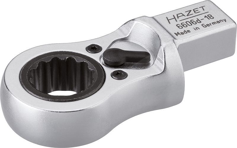 Hazet Einsteck-Ratschen-Ringschlüssel - Vierkant 14x18mm Zwölfkant 18mm [Hersteller-Nr. 6606D-18]