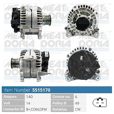 Meat & Doria Generator [Hersteller-Nr. 5515170] für VW, Seat, Skoda, Audi